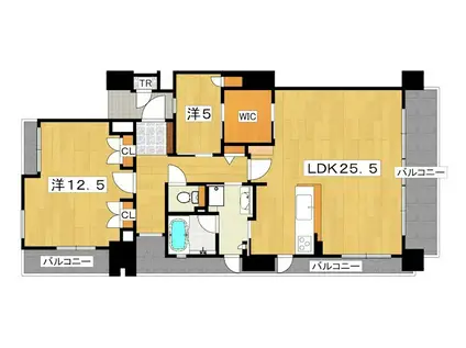 ブランズタワーマンション香里園ロジュマン(2LDK/24階)の間取り写真