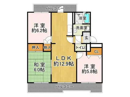 井吹東シティコート(3LDK/1階)の間取り写真