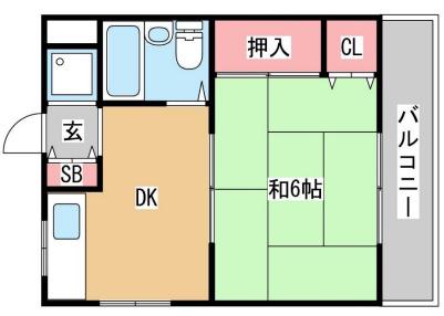 ハイム神田(1DK/2階)の間取り写真