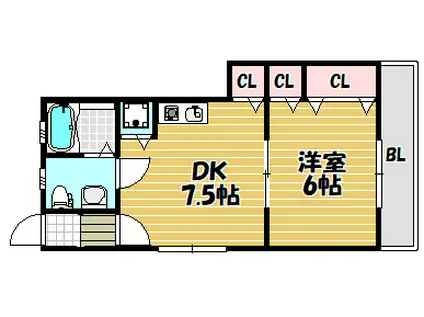 サポートタウン大東II(1DK/1階)の間取り写真