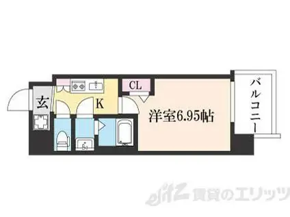 ロイス茨木奈良町(1K/3階)の間取り写真