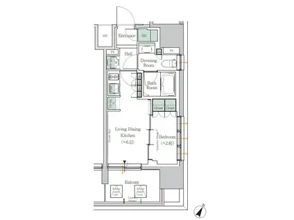 ONE ROOF RESIDENCE TAMACHI(1DK/6階)の間取り写真