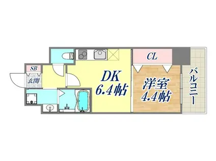 アルデール兵庫(1DK/7階)の間取り写真