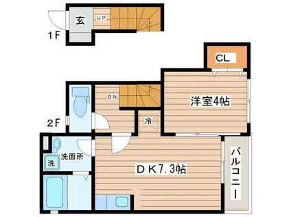 サンプレイス台原(1DK/2階)の間取り写真