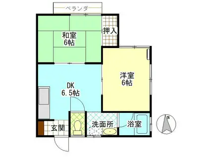 フローラ(2DK/1階)の間取り写真