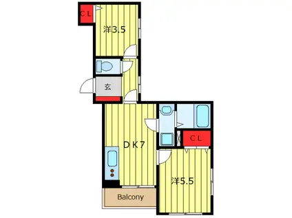 EFSビル(2DK/3階)の間取り写真