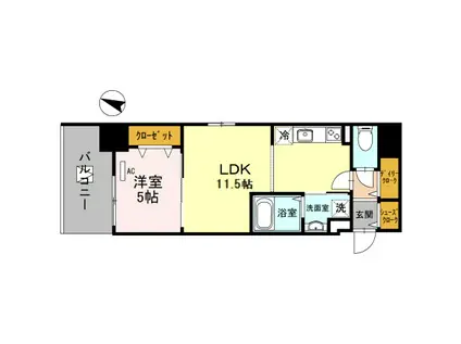 神戸ハーバーサイド 萬利レジデンス(1LDK/9階)の間取り写真