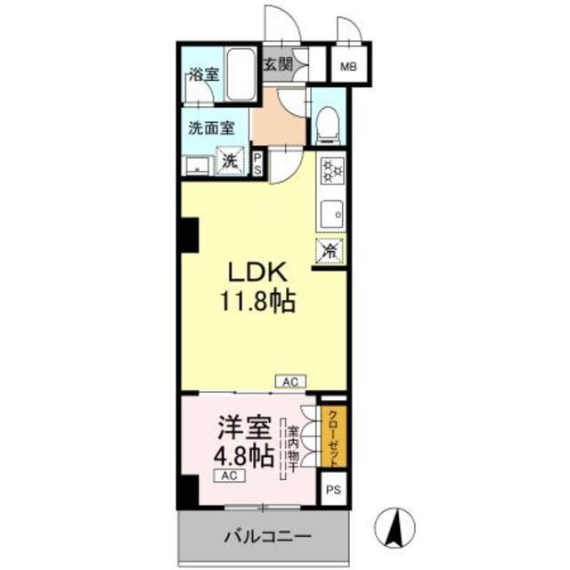 ロイジェント潮見(1LDK/3階)の間取り写真