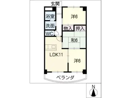 グランド・ルー(3LDK/3階)の間取り写真