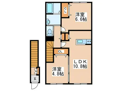メープルHM(2LDK/2階)の間取り写真