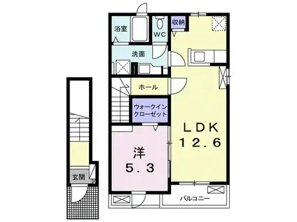 カーサ・アリビオ(1LDK/2階)の間取り写真