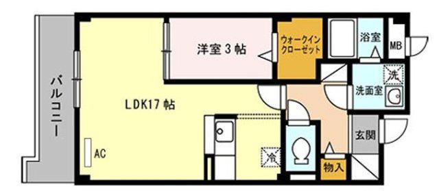 ヴァンエステート北在家(1LDK/3階)の間取り写真