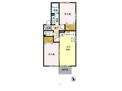 クレール荒子(2DK/1階)の間取り写真