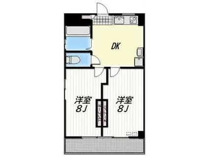 HILL TOP高輪(2DK/3階)の間取り写真