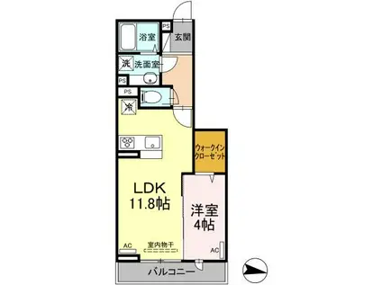 エクセリア上鷺宮I(1LDK/2階)の間取り写真