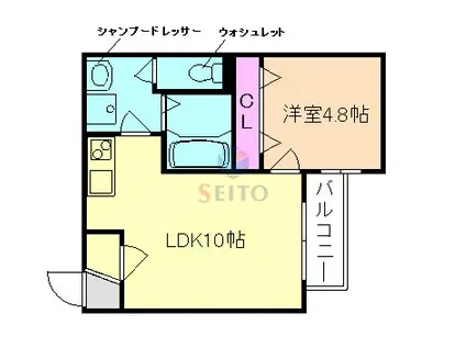 ランコントル江坂(1LDK/3階)の間取り写真