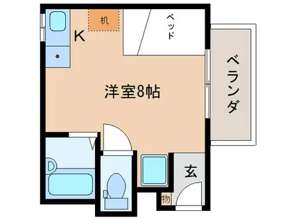 ハイツ佐保(ワンルーム/2階)の間取り写真