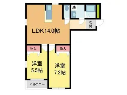 甲子園第二松並ハイツ(2LDK/1階)の間取り写真
