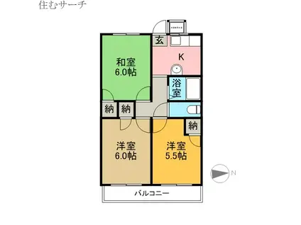 アイ・ハイツB棟(3K/2階)の間取り写真