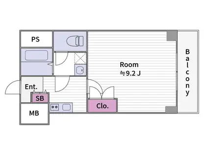 エバーグリーン龍造寺(1K/3階)の間取り写真