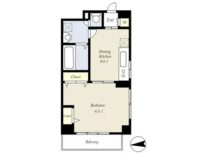 グランドキャッスル(1DK/4階)の間取り写真