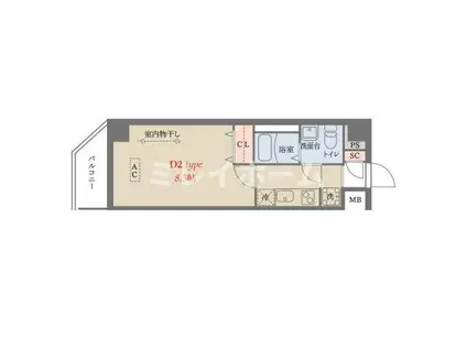 DELCCD梅屋敷(1K/2階)の間取り写真