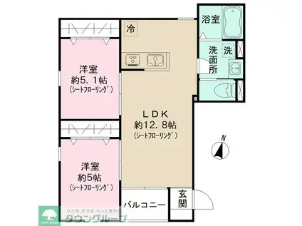 BRIGHT東大泉(2LDK/2階)の間取り写真