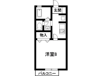 シャルム茶臼山(1K/2階)の間取り写真