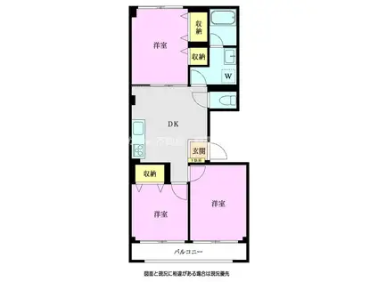 第二ホワイトビルA(3DK/2階)の間取り写真