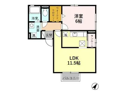 シルクハイツ・デュオ(1LDK/1階)の間取り写真