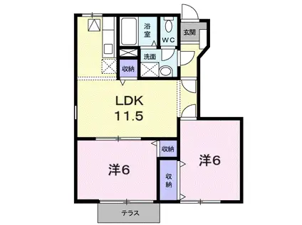 アレー弐番館(2LDK/1階)の間取り写真
