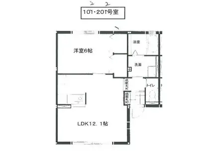クレシアえの(1LDK/2階)の間取り写真