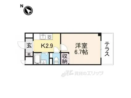 グレイスフローラ富雄(1K/2階)の間取り写真