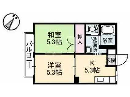 グラナーテU(2K/2階)の間取り写真