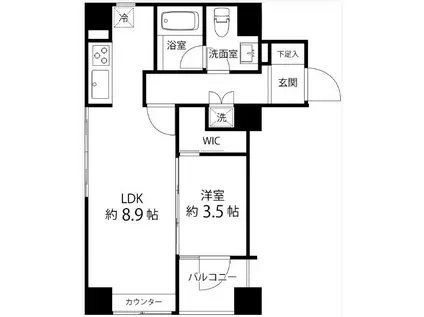 ハイリーフ上野(1LDK/6階)の間取り写真