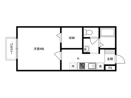 エフズコート高槻(1K/1階)の間取り写真
