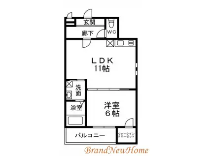 ノースフィールド北花田II(1LDK/3階)の間取り写真