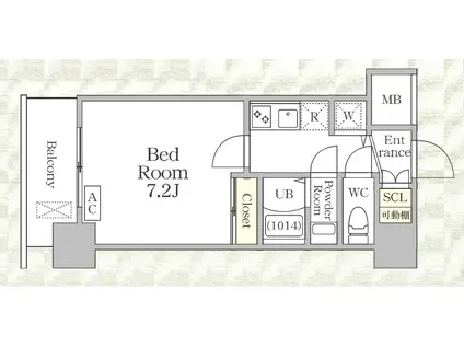 アドバンス大阪城ベレッツァ(1K/12階)の間取り写真