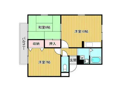 ウインドータニグチ(2LDK/2階)の間取り写真