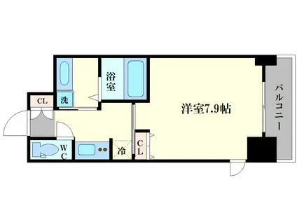 エイペックスみなとセントラルアベニュー(1K/9階)の間取り写真