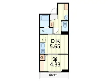 ラポルテ高砂(1DK/3階)の間取り写真