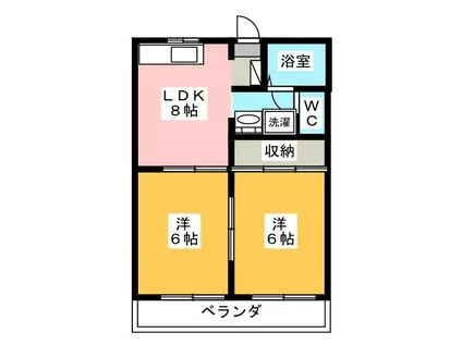 アニバーサリーK2(2DK/1階)の間取り写真