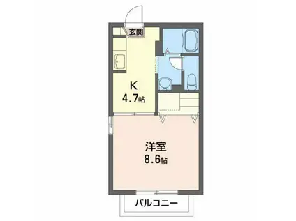 グランシード八桜(1K/2階)の間取り写真