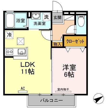 ファルベ ブルーノ(1LDK/1階)の間取り写真