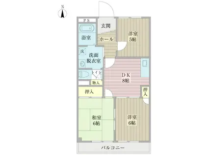 ブレスコート(3DK/2階)の間取り写真