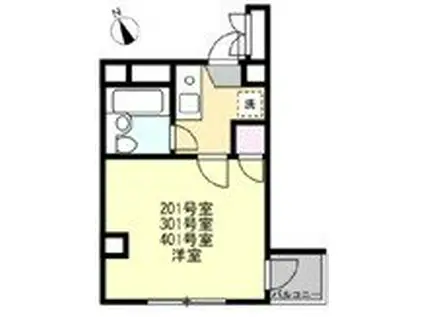 グローバルハイツ赤門(1K/4階)の間取り写真