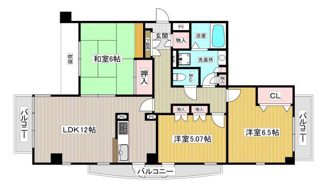 メゾンドール広田(3LDK/3階)の間取り写真