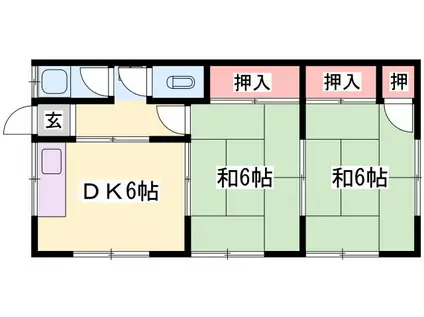清山荘(2DK/2階)の間取り写真