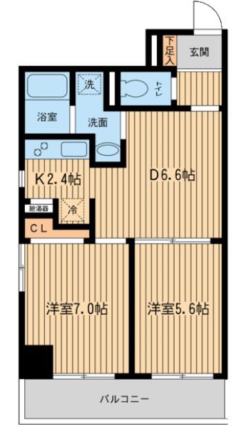 メゾン・デュ・オーラ山下町(2DK/3階)の間取り写真
