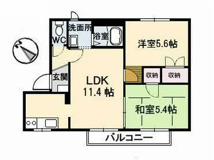 エクセルメゾンD棟(2LDK/1階)の間取り写真